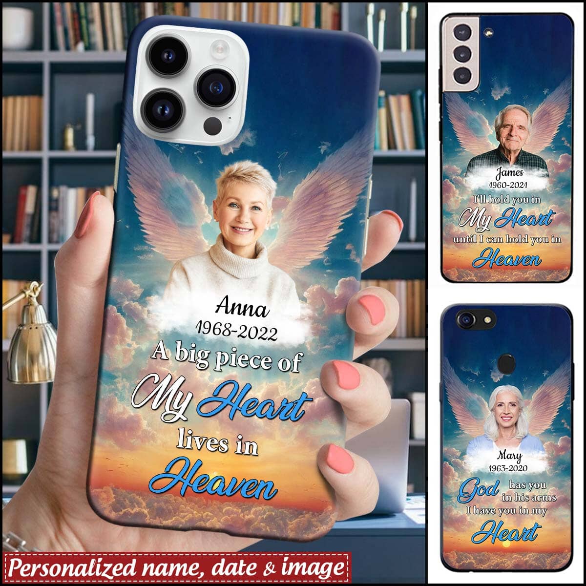 A big piece of my Heart lives in Heaven Custom Photo Memorial Phone case