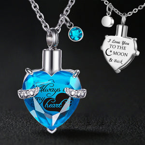 12 Birthstones Heart Cremation Jewelry for Ashes Urn Necklaces