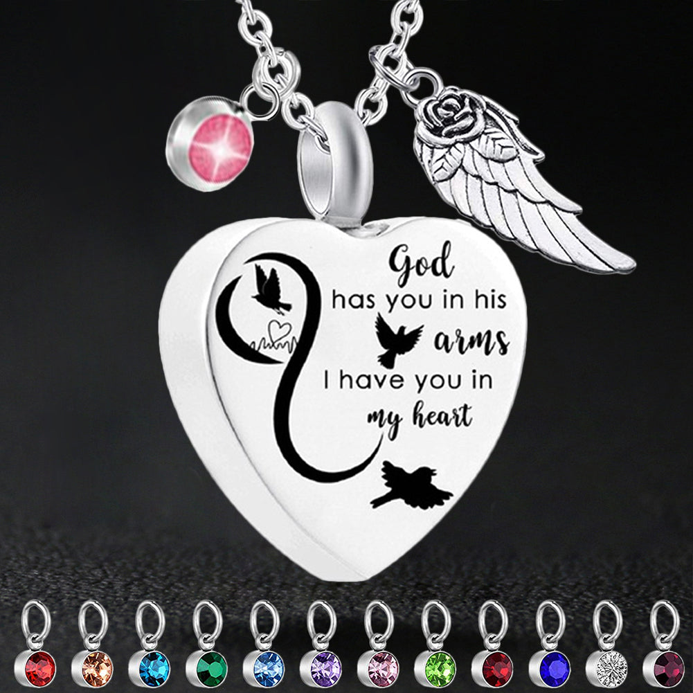 Heart Urn Necklace with Birthstone