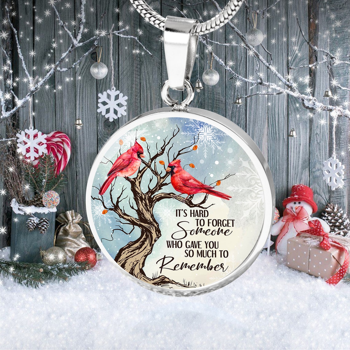 Memorial Cardinal Necklace - Circle Pendant Necklace