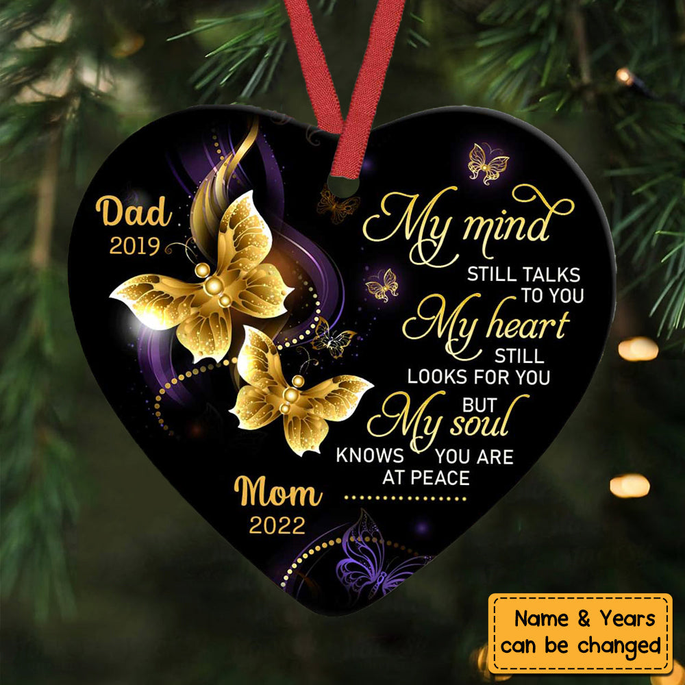 Personalized Butterfly Memorial Mom Dad Circle Ornament-ORN2