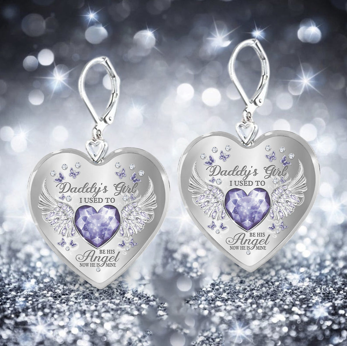 Daddy's Girl Birthstone Heart Earring