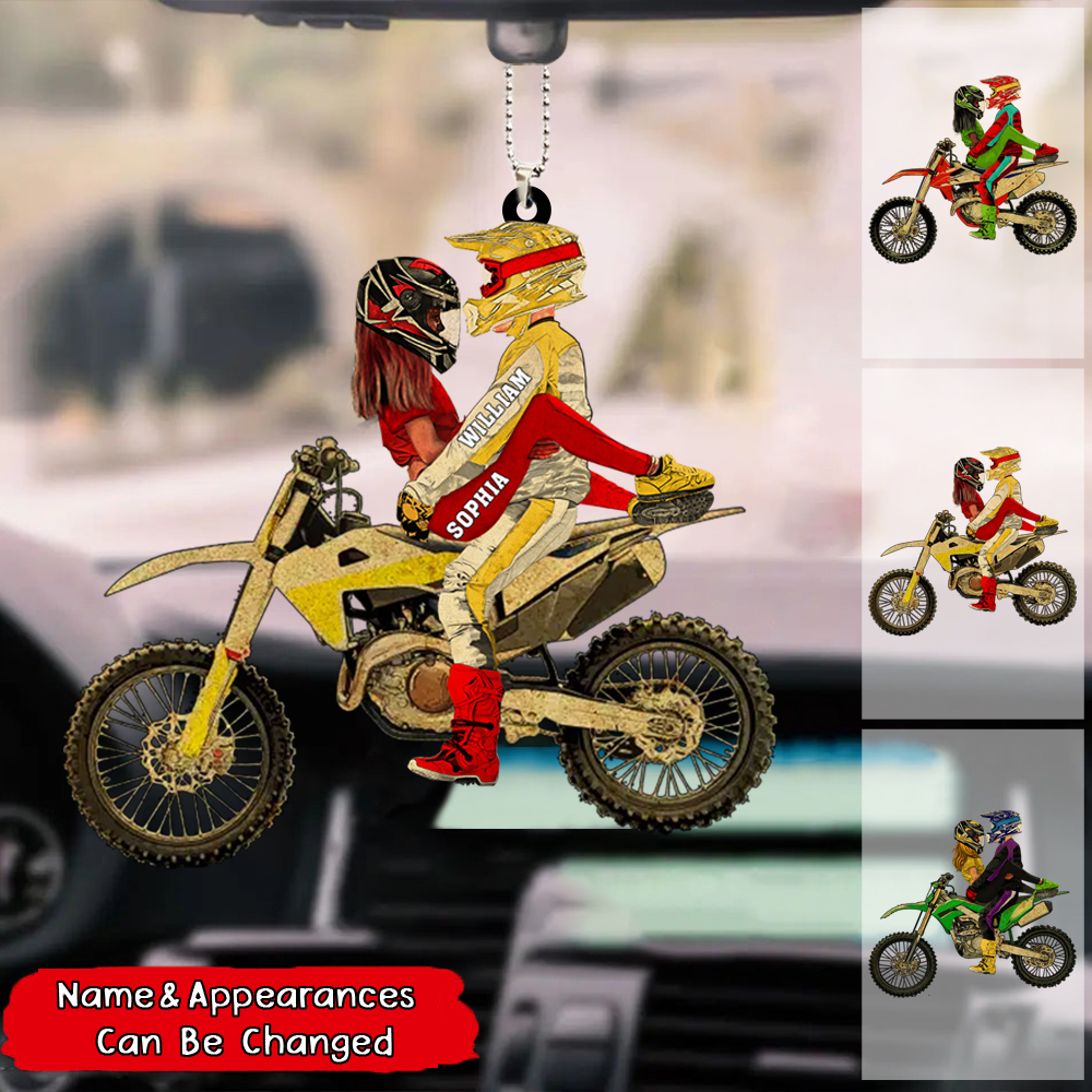 Personalized Motocross Ornament,Vintage Style,Dirt Bike Gift For Couples