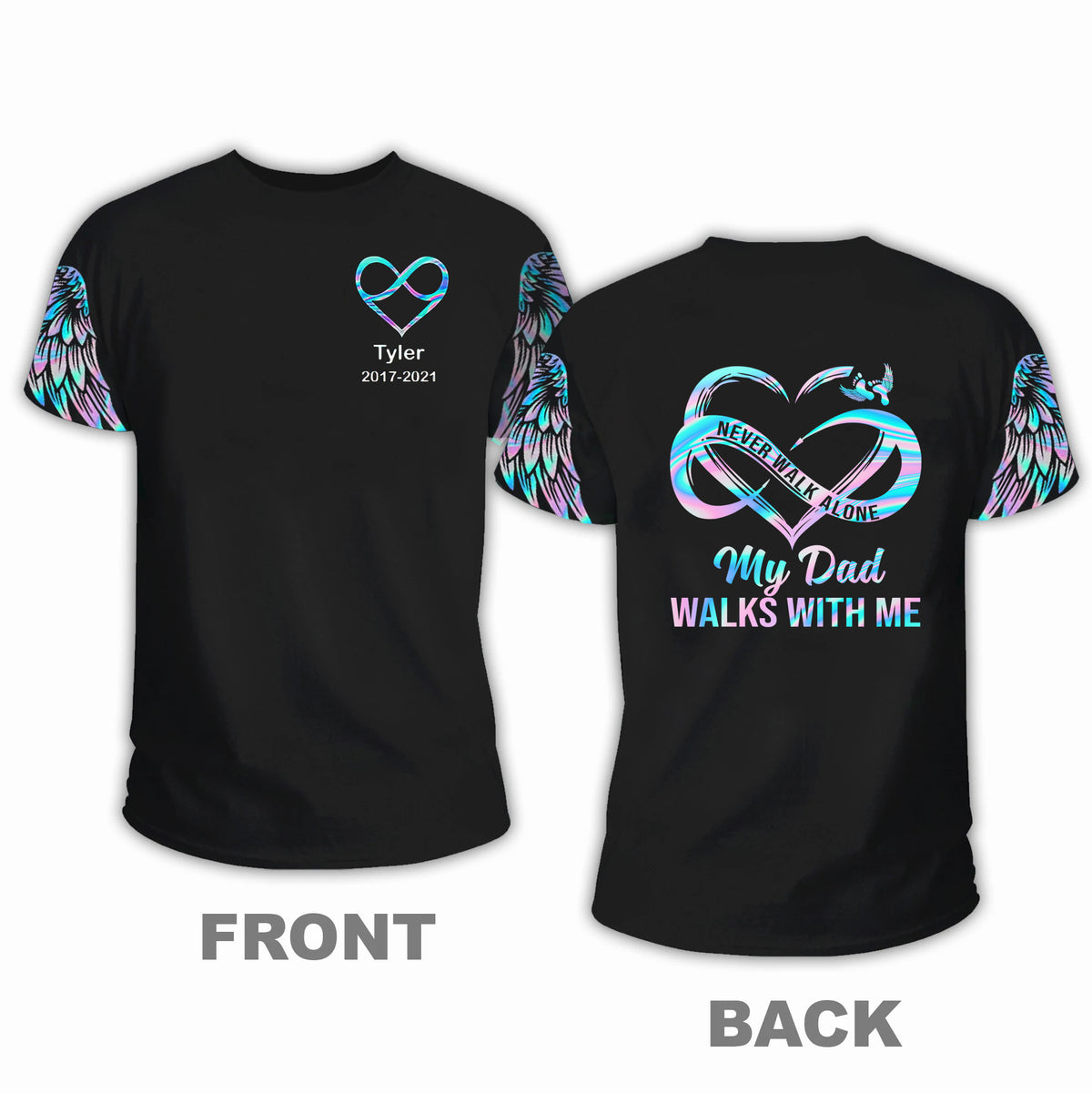 Never Walk Alone My Love Walks With Me Personalized T-shirt