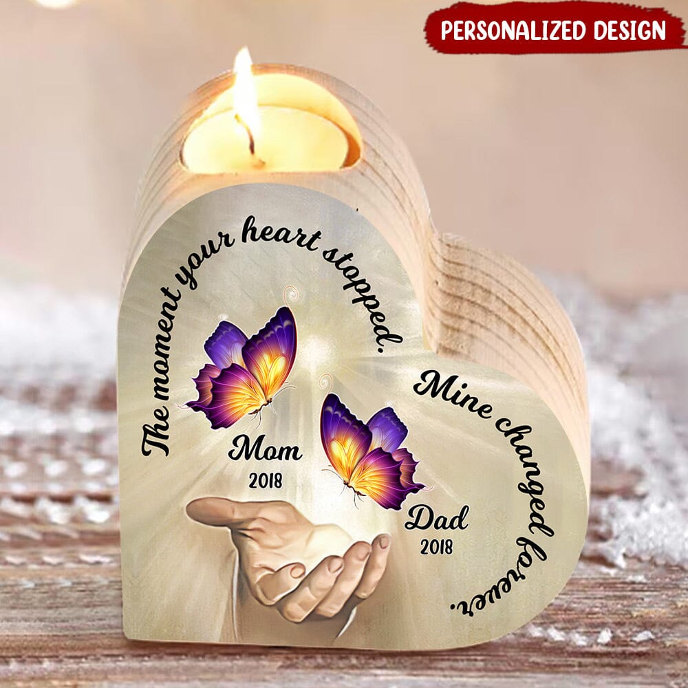 The Moment Your Heart Stopped Mine Changed Forever Personalized Heart Shaped Candle Holder