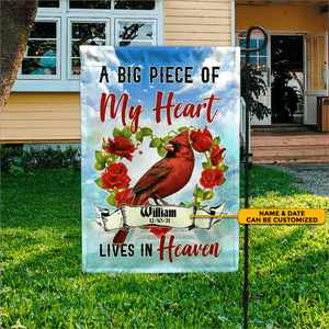 A Big Piece Of My Heart Live In Heaven Personalized Name Outdoor Garden Flag