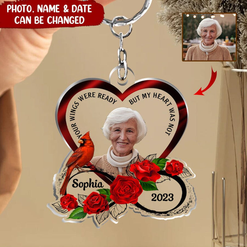 Upload Photo Family Loss Infinity Heart Rose Infinite Love Memorial Gift Acrylic Keychain