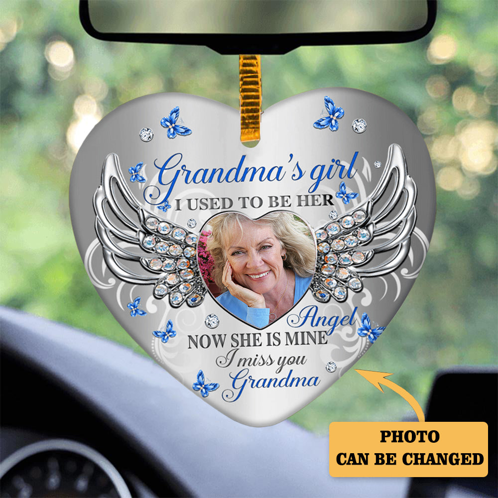 Personalized I Used To Be His Angel Heart Ornament (Porcelain)