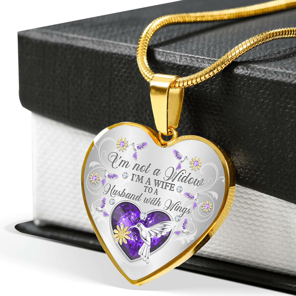 I'm Not A Widow Hummingbird Heart Necklace