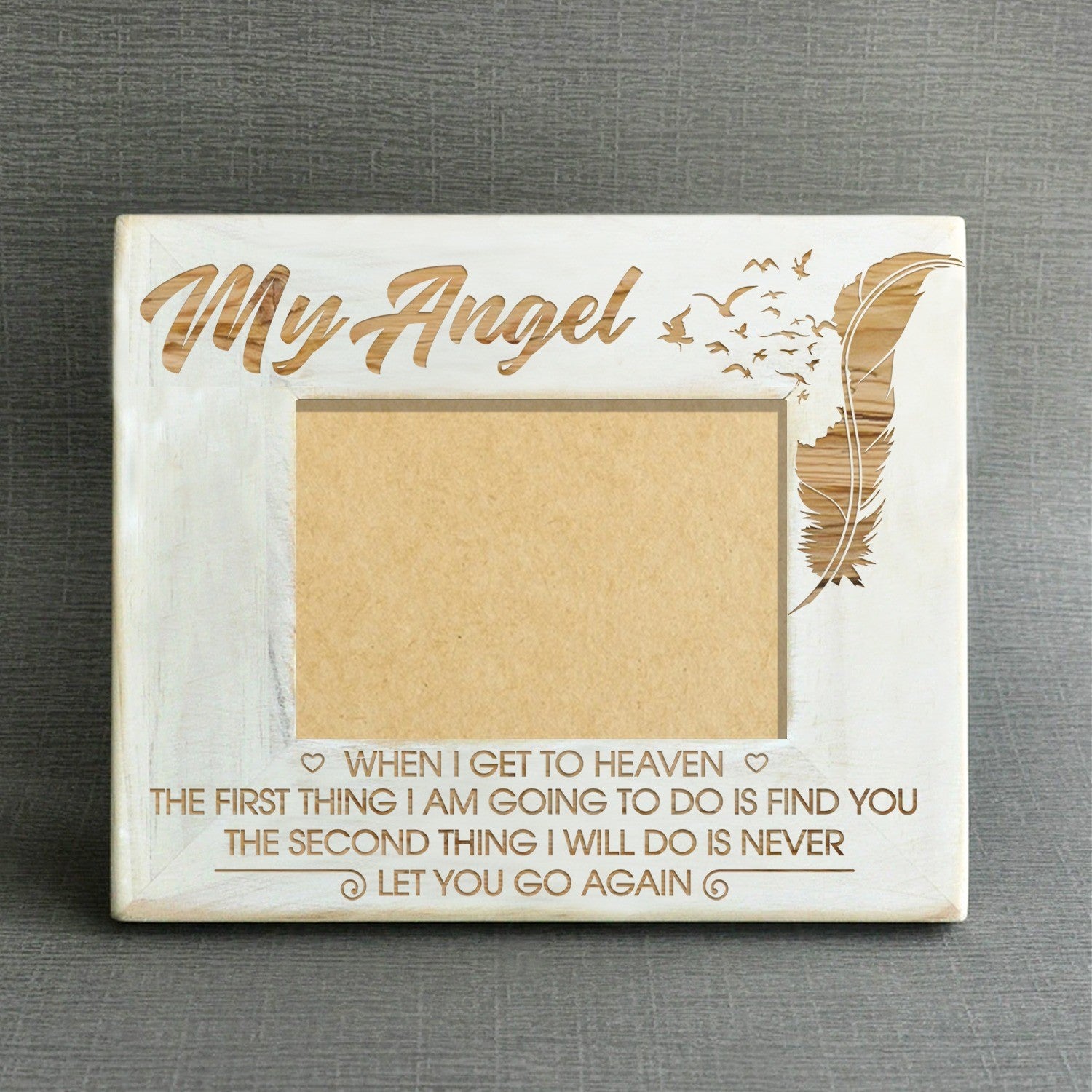 Engraved Memorial Wood Photo Frame