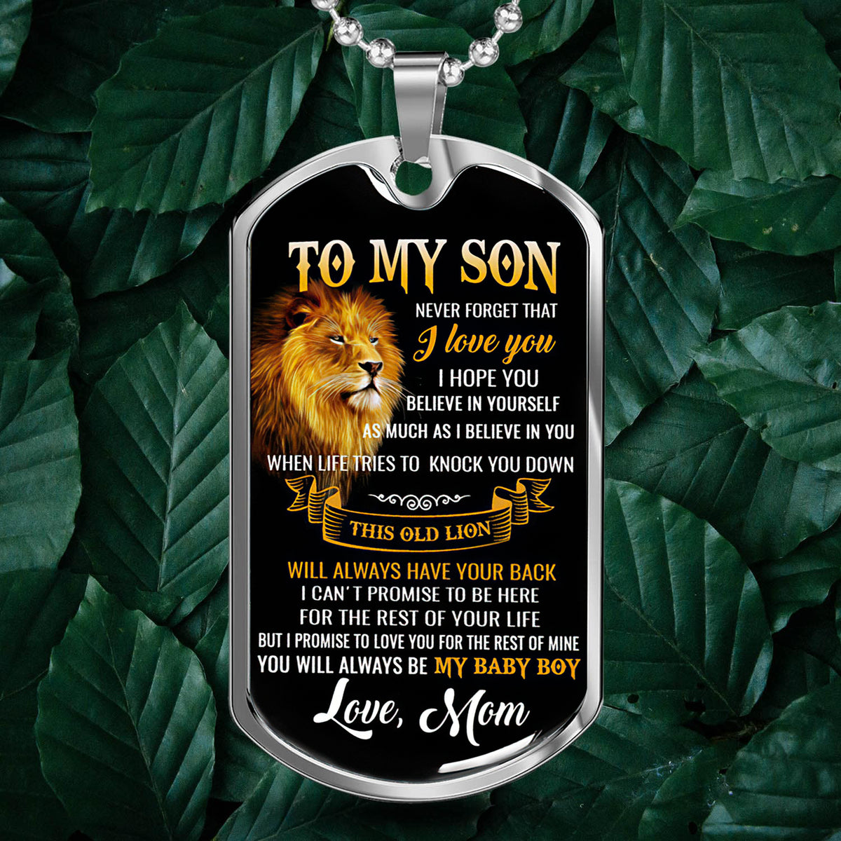 Lion To My Son Dog Tag Necklace