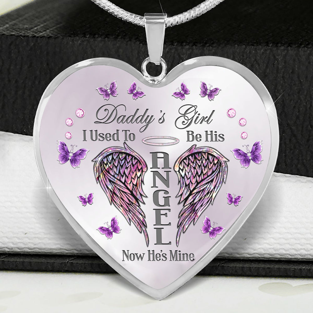 Daddy's Girl Angel Wings Heart Necklace