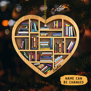 Personalized Book Lovers Heart Ornament
