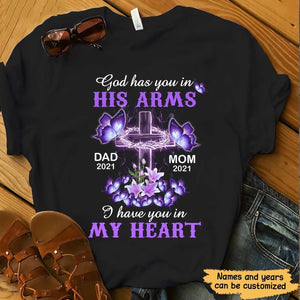 Purple Butterflies Cross Memorial Personalized T-shirt