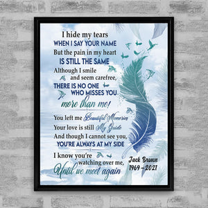 I Hide My Tears When I Say Your Name - Memorial Gift - Personalized Custom Poster
