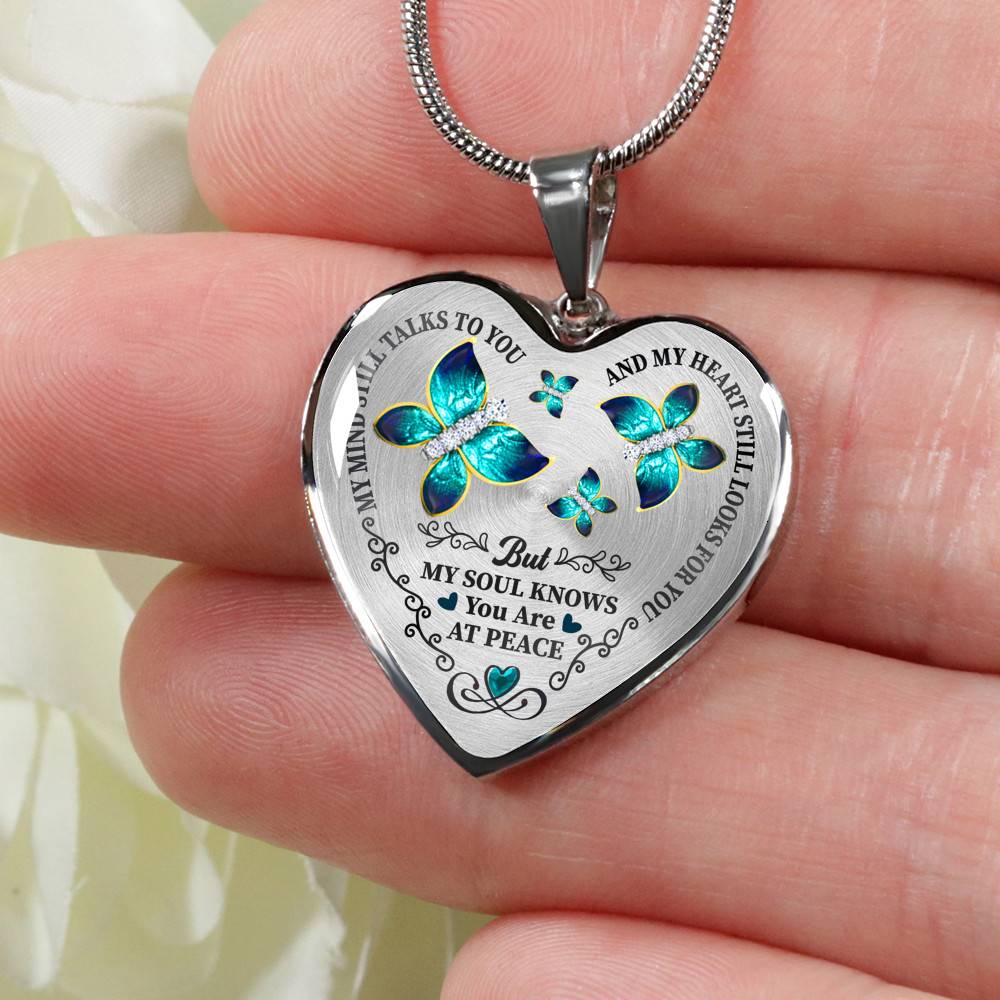 Butterfly My Mind Still Talks To You Heart Necklace
