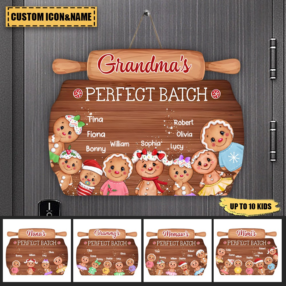 Grandma's Perfect Batch - Personalized Christmas Gift Door Sign