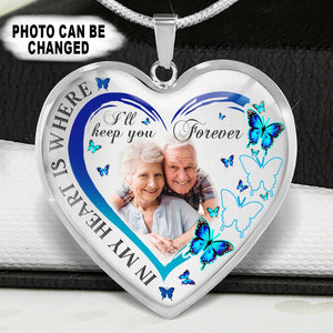 I'll Keep You In My Heart Forever - Upload Photo Heart Necklace