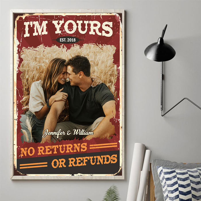 No Returns Or Refunds - Couple Personalized Custom Vertical Poster