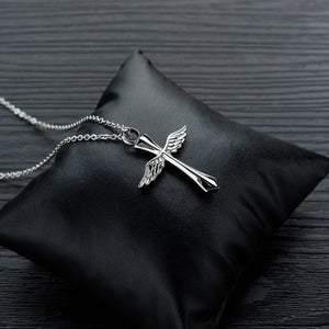 Angel Wings Cross Urn Necklace for Ashes
