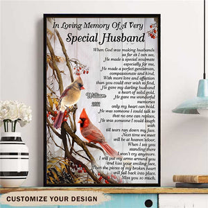 Cardinal Canvas Special Husband Memorial Gift Wall Art Wall Decor Living Home Decor