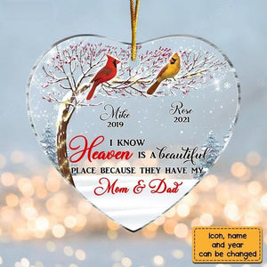 Memo Cardinal I Know Heaven Is Beautiful Heart Ornament