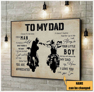 Personalized To My Dad Biker Horizontal Poster