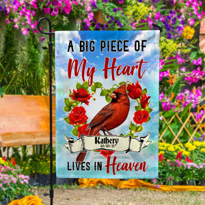 A Big Piece Of My Heart Live In Heaven Personalized Name Outdoor Garden Flag