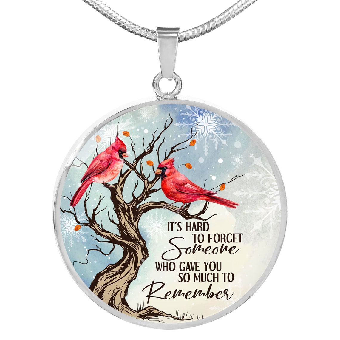 Memorial Cardinal Necklace - Circle Pendant Necklace