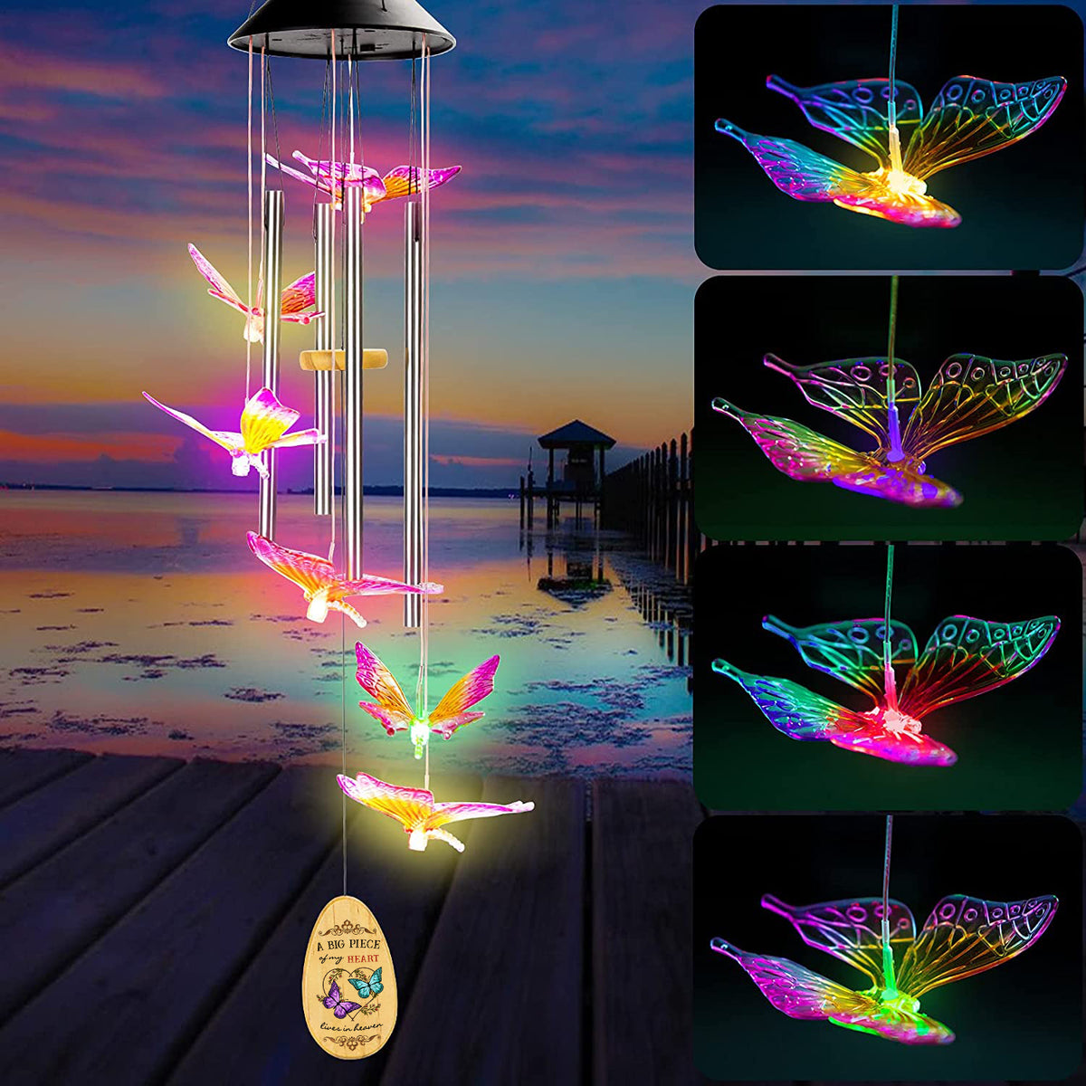 My Love in Heaven Solar Butterfly Wind Chimes