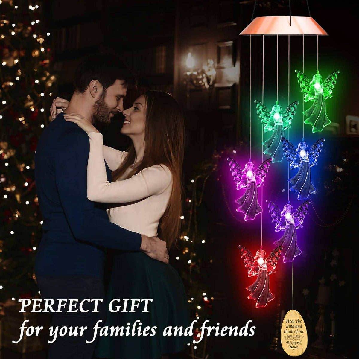 Personalized Guardian Angel Solar Memorial Wind Chimes