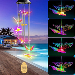 Personalized Butterfly Solar Memorial Wind Chimes