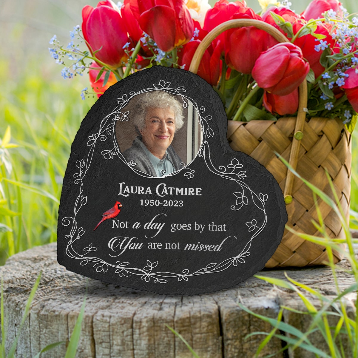 Personalized Memorial Heart Garden Stone Memorial Stone With Photo Not A Day Goes By