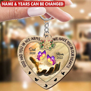 Memorial Butterfly Gift, God Had You In His Arms, We Have You In Our Heart Personalized Keychain