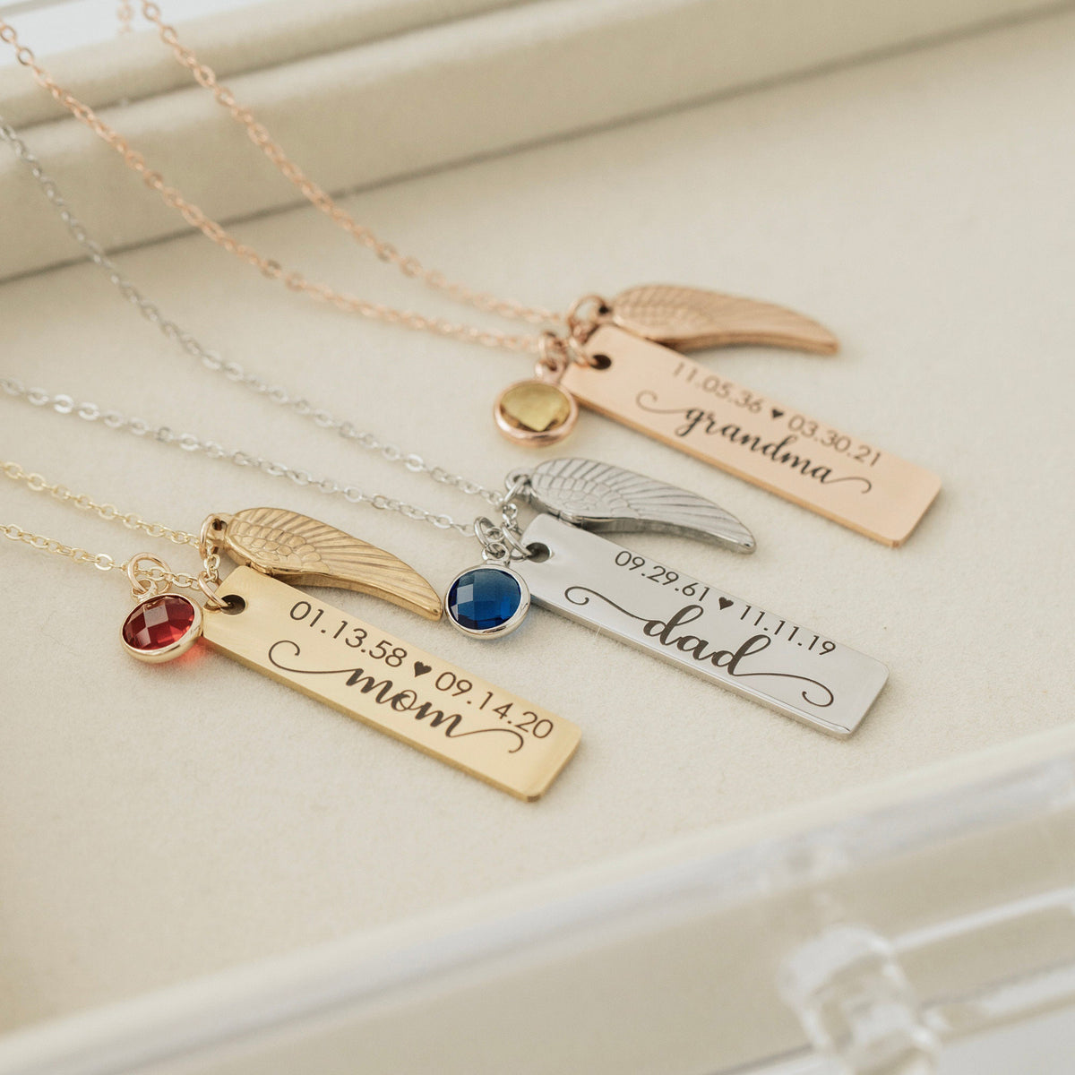 Personalized Monogram Necklaces Birthstone Pendant