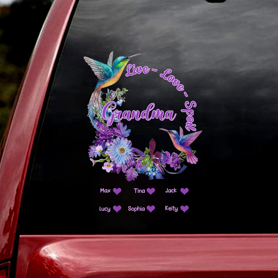 Grandma Nana Mom Hummingbird Personalized Car Stickers