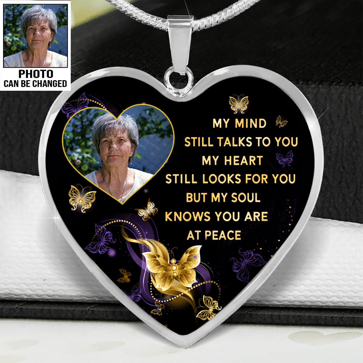 My Mind Still Talks To You Upload Photo Personalized Heart Necklace