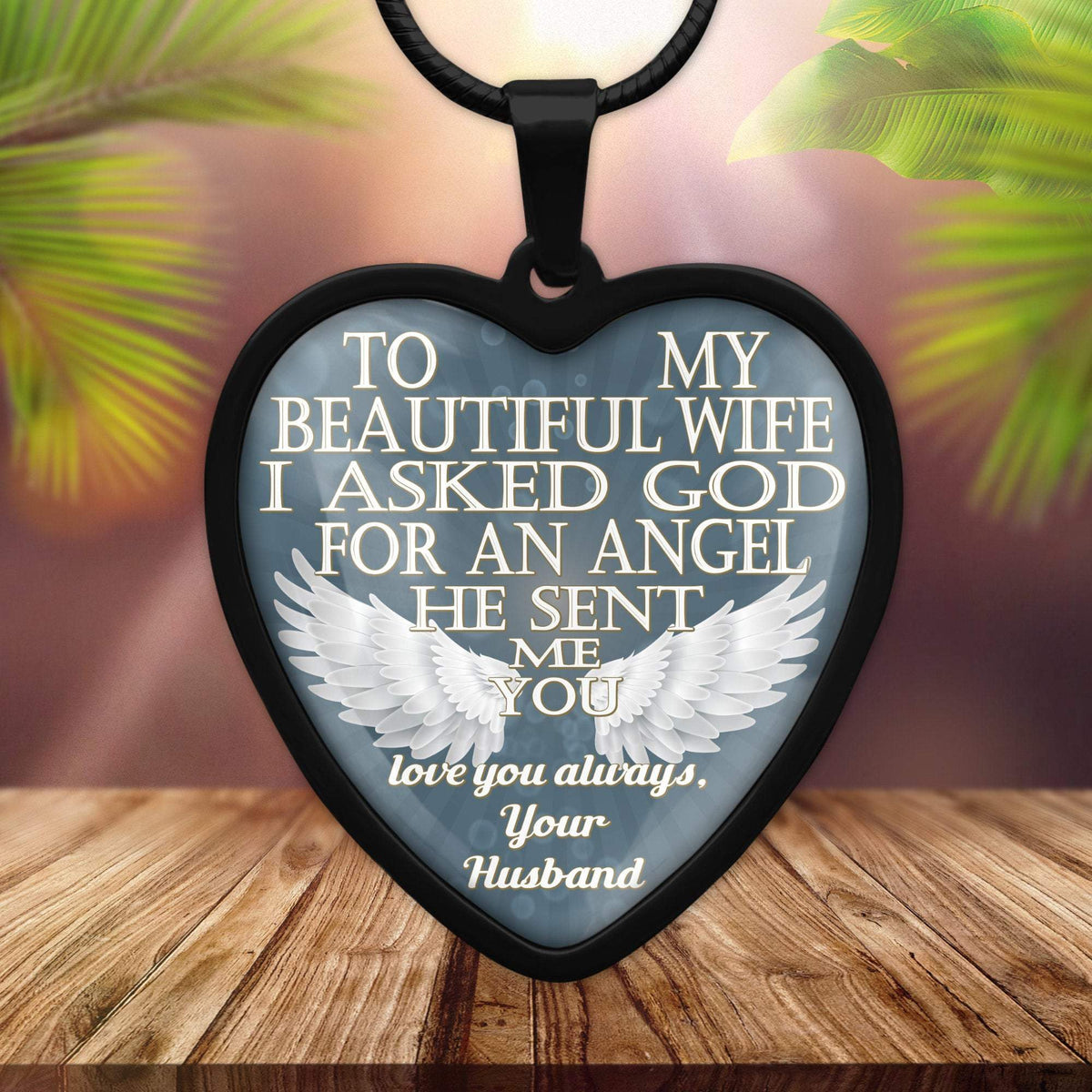 To My Wife Heart Steel Pendant Necklace