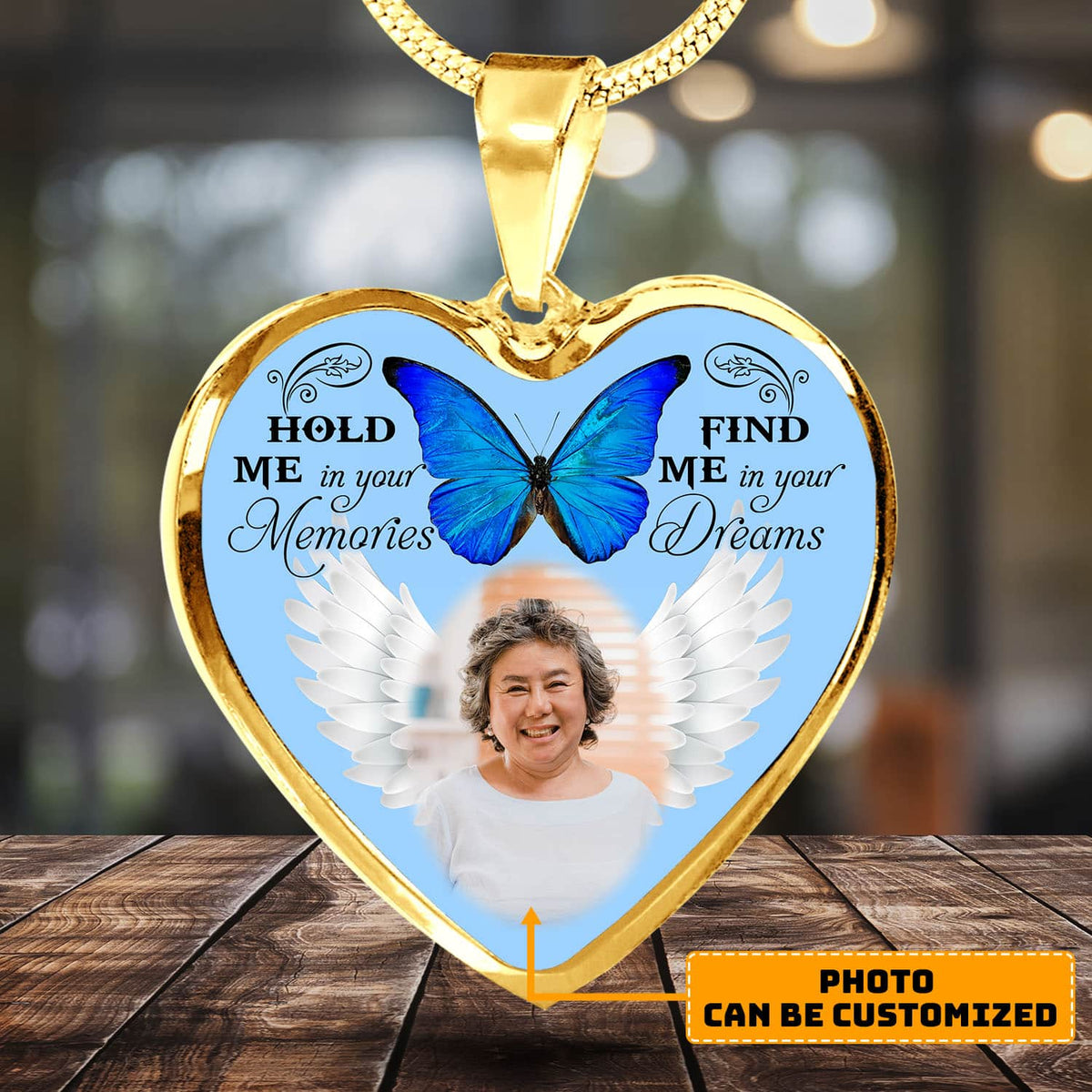 Hold Me In Your Memories Personalized Photo Heart Necklace