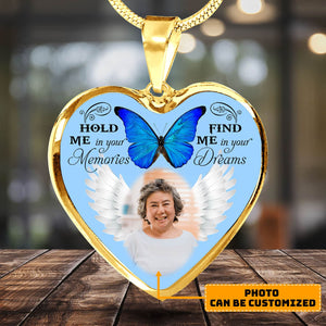 Hold Me In Your Memories Personalized Photo Heart Necklace