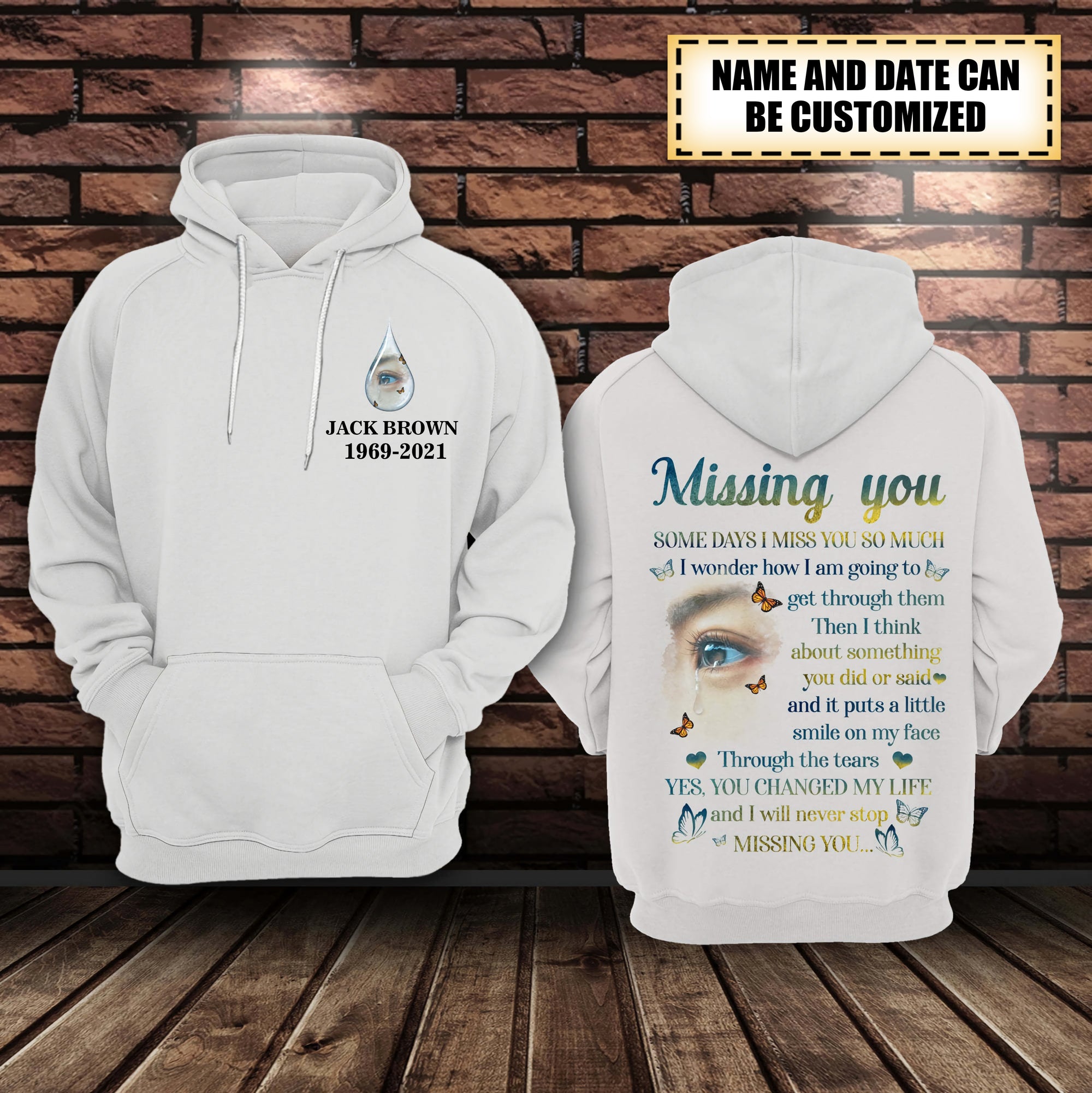 Personalized Missing You Memorial All Over Print Hoodie