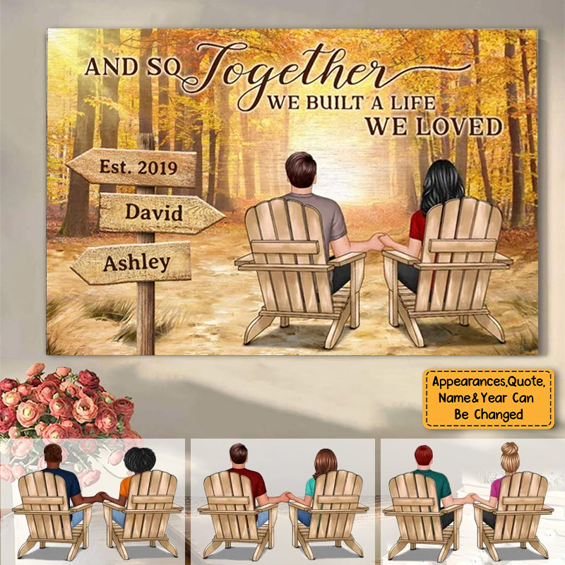 Fall Season Couple Back View Together We Built Life We Love Personalized Horizontal Poster