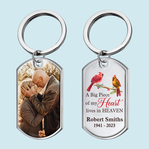 Custom Photo A Big Piece Of My Heart Lives In Heaven - Memorial Personalized Custom Keychain