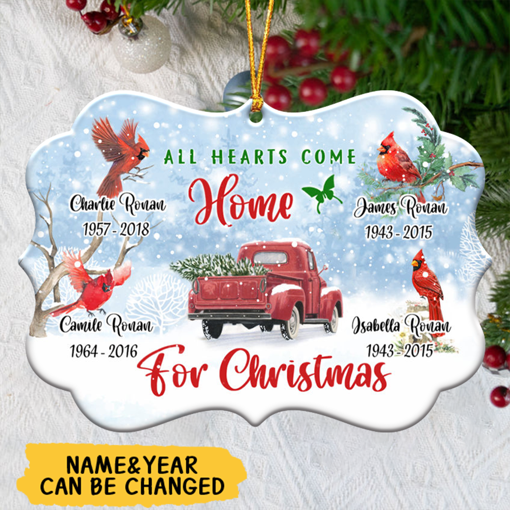 All hearts come home for Christmas Memorial Personalized Ornament