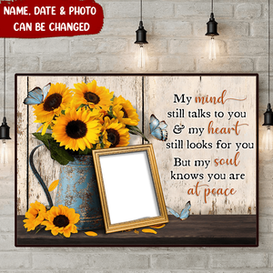 Personalized Photo Upload My Heart Knows You're At Peace Horizontal Poster