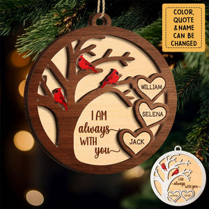 We Are Always With You Cardinal Bird Personalized Wooden Ornament