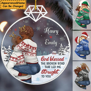 Led Me Straight To You Couple Personalized Custom Acrylic Ornament