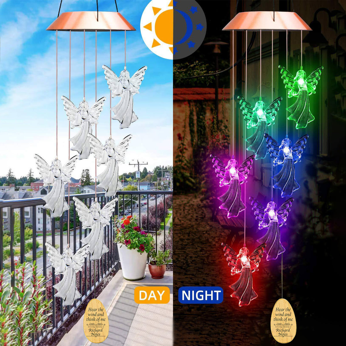 Personalized Guardian Angel Solar Memorial Wind Chimes