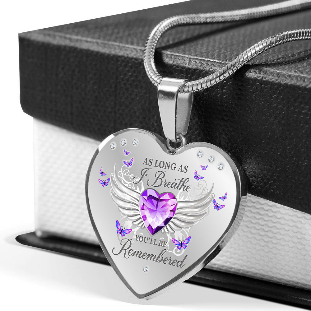 As Long As I Breathe Heart Necklace
