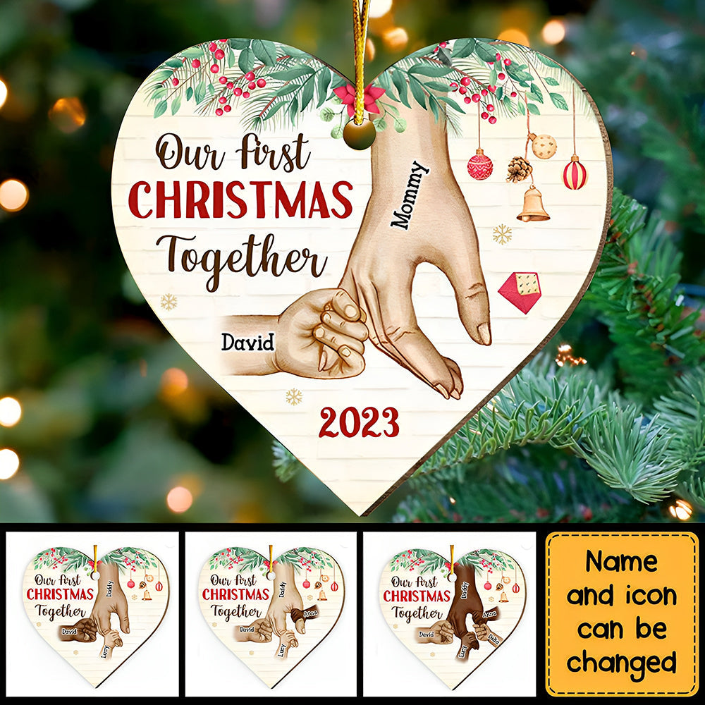 Personalized First Christmas Together For Single Parent Heart Ornament